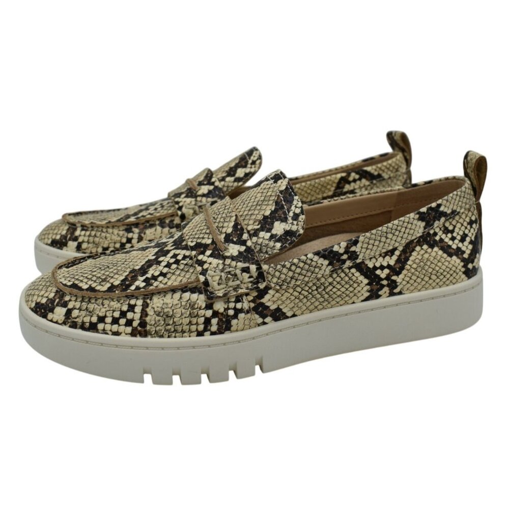 Vionic Chantel Snake Print Leather Penny Loafers Size 9